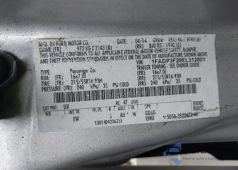 2014 Ford Focus Se from USA, damaged, VIN 1FADP3F29EL312501